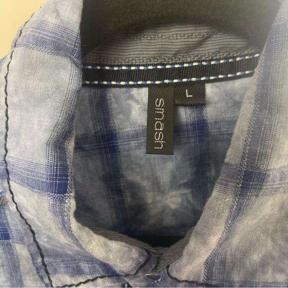 SMASH Western LS Snap Front Shirt, 100% Cotton, Blues Cowgirl BarnCorp Western L - Picture 7 of 8